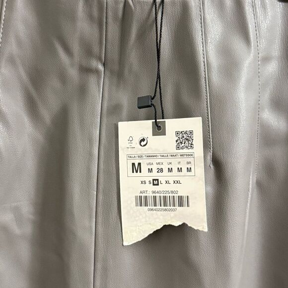 NWT Zara High Waisted Faux Leather Skinny Leggings Pants Gray Size Medium M - Picture 10 of 11